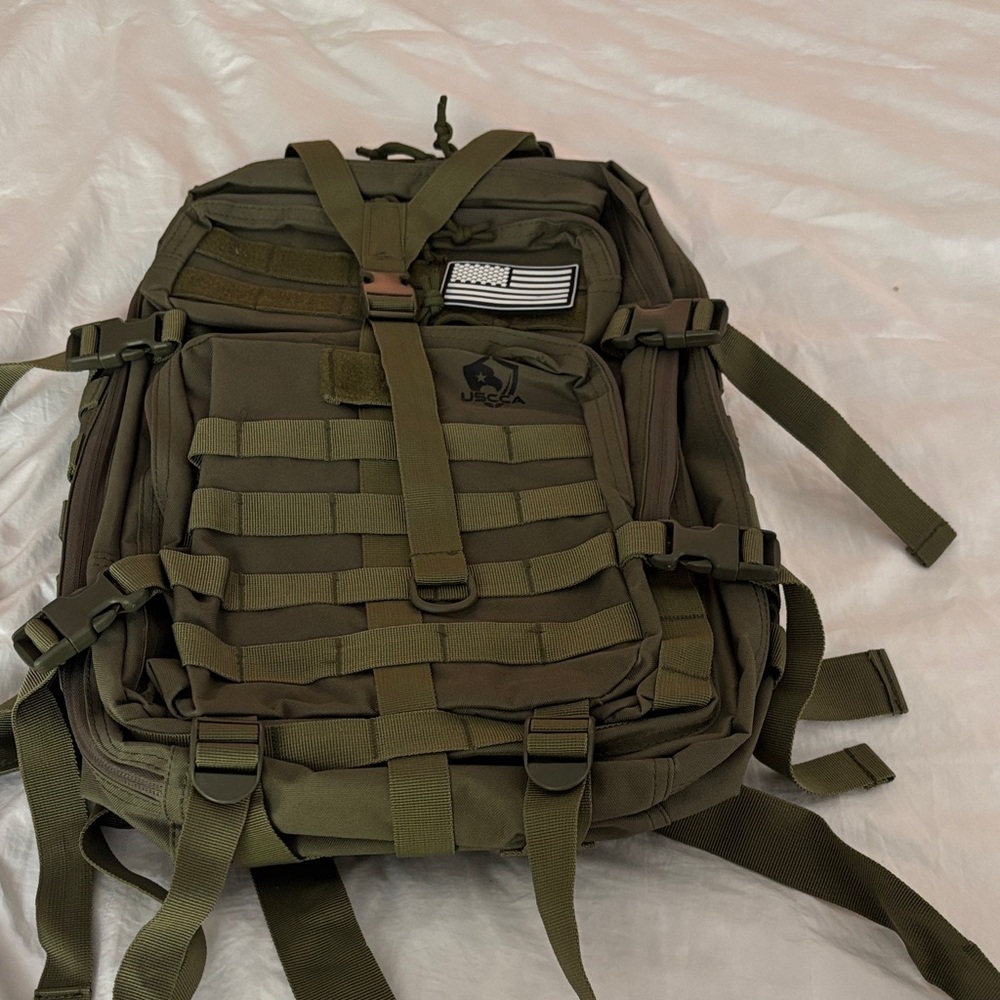 Men's Olive Tactical Backpack - Military-Style MOLLE Pack